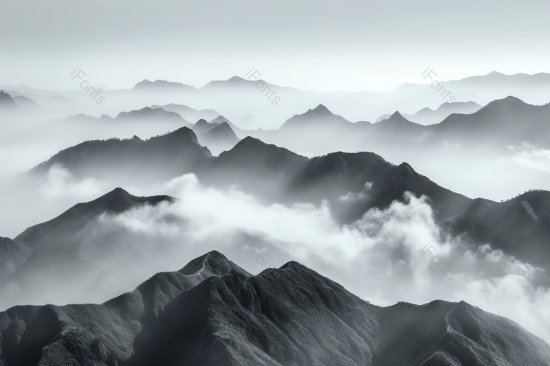 山脉云海风景水墨风中国山水摄影图,高清,摄影图,摄影图片,图片大全,摄影图免费下载
